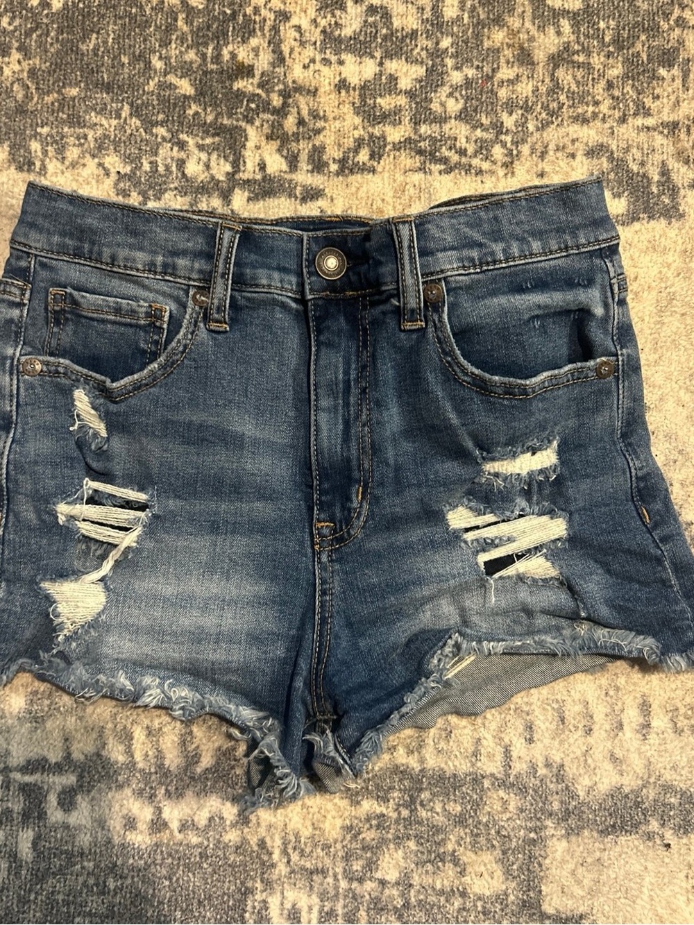 Aeropostale Distressed Dark Blue Denim Cutoff Shorts
